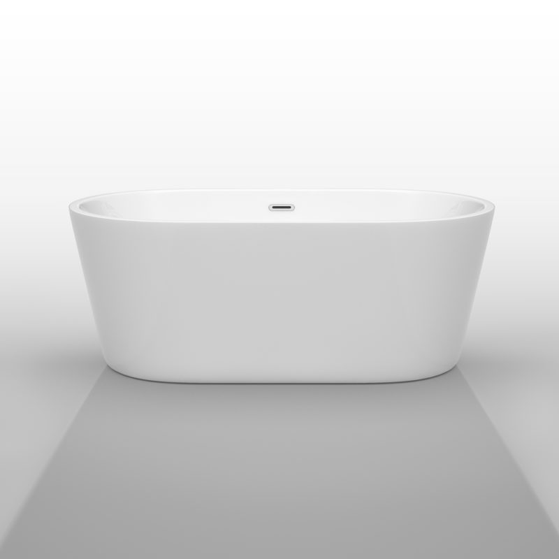 Carissa 60 inch Freestanding Bathtub in White with Polished Chrome