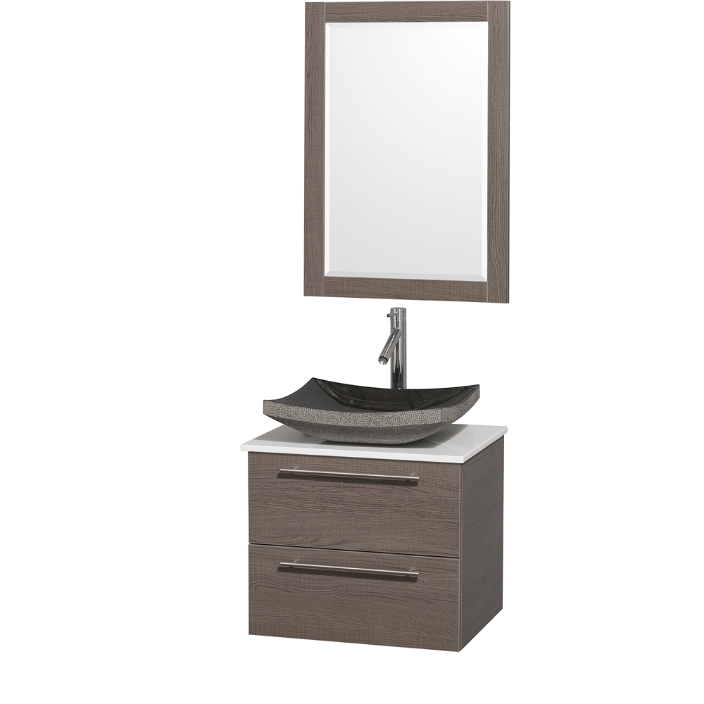 Amare 24 inch Single Bathroom Vanity in Gray Oak with ...