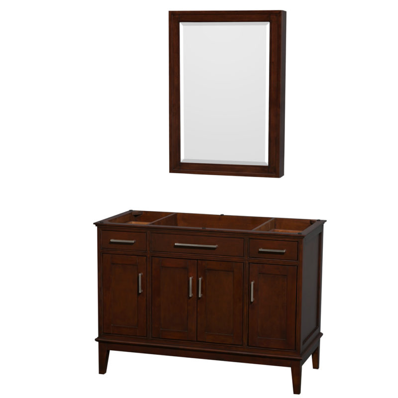 Hatton 48 inch Single Bathroom Vanity in Dark Chestnut, No Countertop, No Sink, and Medicine