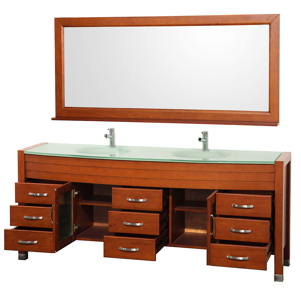 Daytona 78 inch Double Bathroom Vanity in Cherry, Green ...