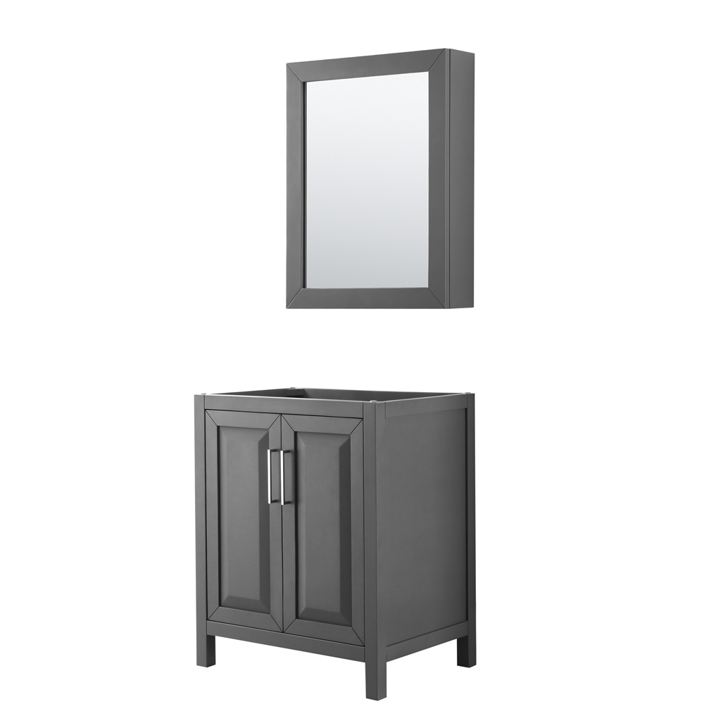 Daria 30 Inch Single Bathroom Vanity In Dark Gray No Countertop